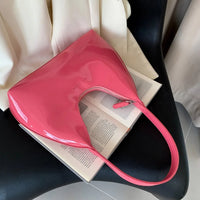 Fashionable Shoulder Bags for Women's Designer Solid Colors Patent Leather Crescent Bag 2024 New Small Handbag Ladies Totes Sac