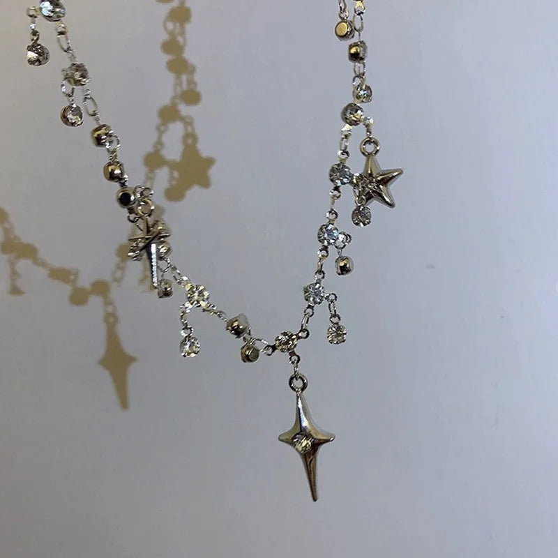 2024 Kpop Star Pendent Necklace for Women Punk Simple Zircon Tassel Clavicle Chain Choker Elegent Party Gift Jewelry Girl