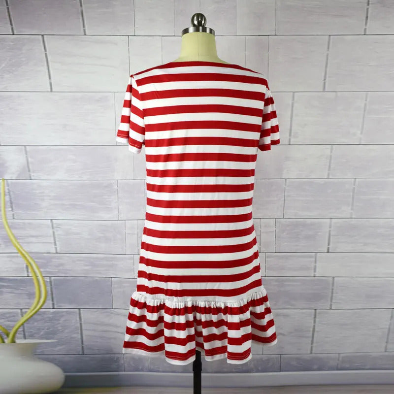 Matching Family Dresses  2023 Striped Mother Daughter Dresses Short Sleeve  Girl Big Sister Mother Kids Family Matching Clothes