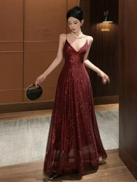 Elegant V-neck Sequin Graduation Dresses Women's Sexy Backless Split Bandage Runway Robe Summer Luxury Formal Occasion Clothes