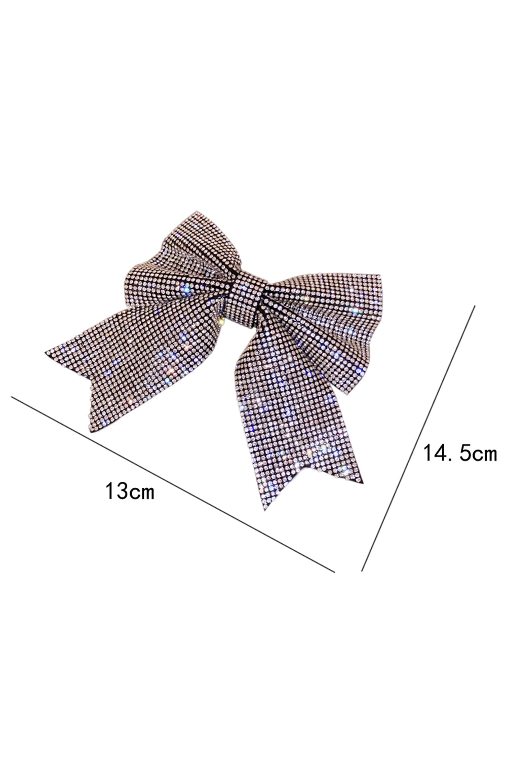 Silvery Rhinestone Large Bow Knot Hair Clip