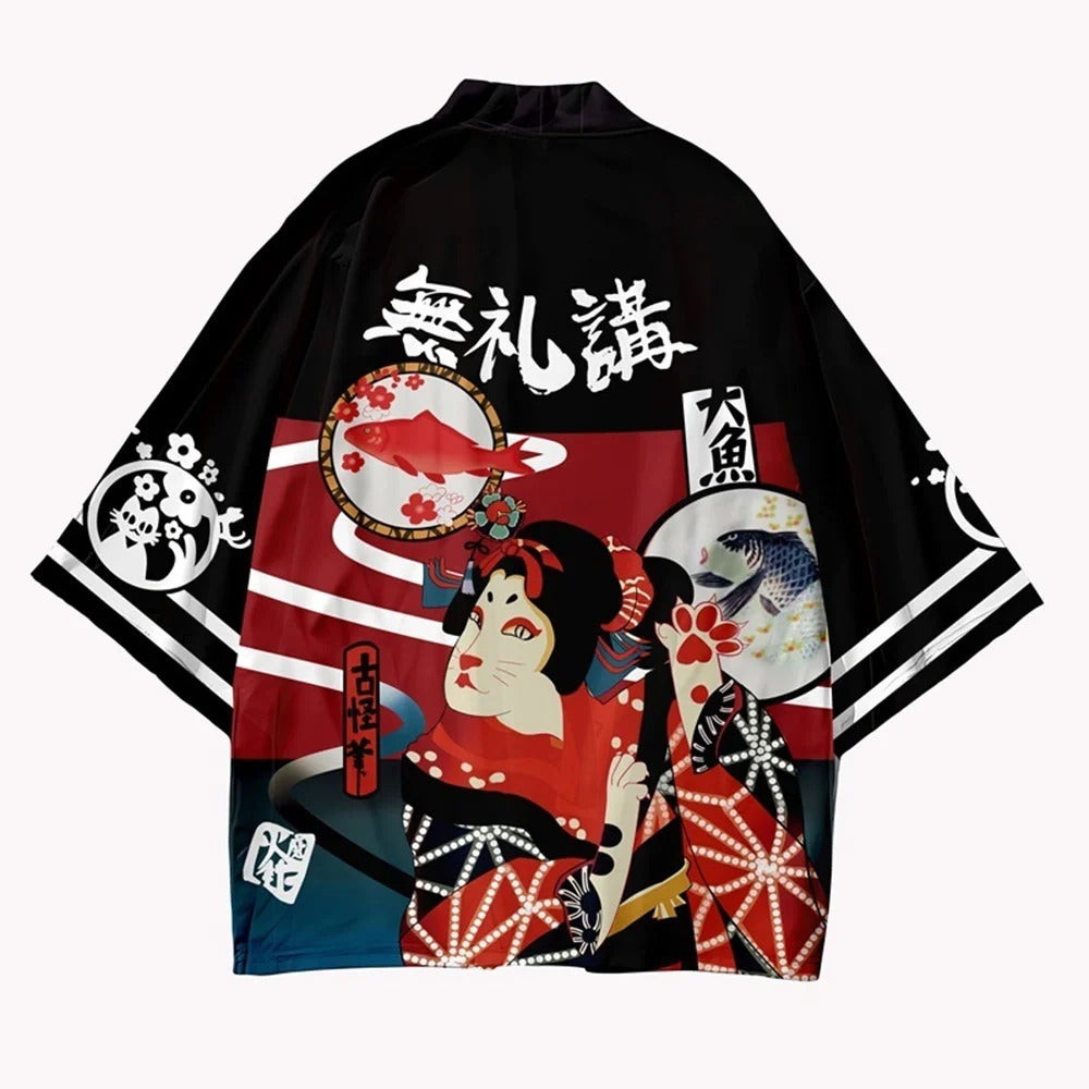 2024 New Women's kimono Cardigan Japanese Mensamurai Costume Anime Kimono Streetwear Male Yukata Harakuju Asian Japanese Clothes