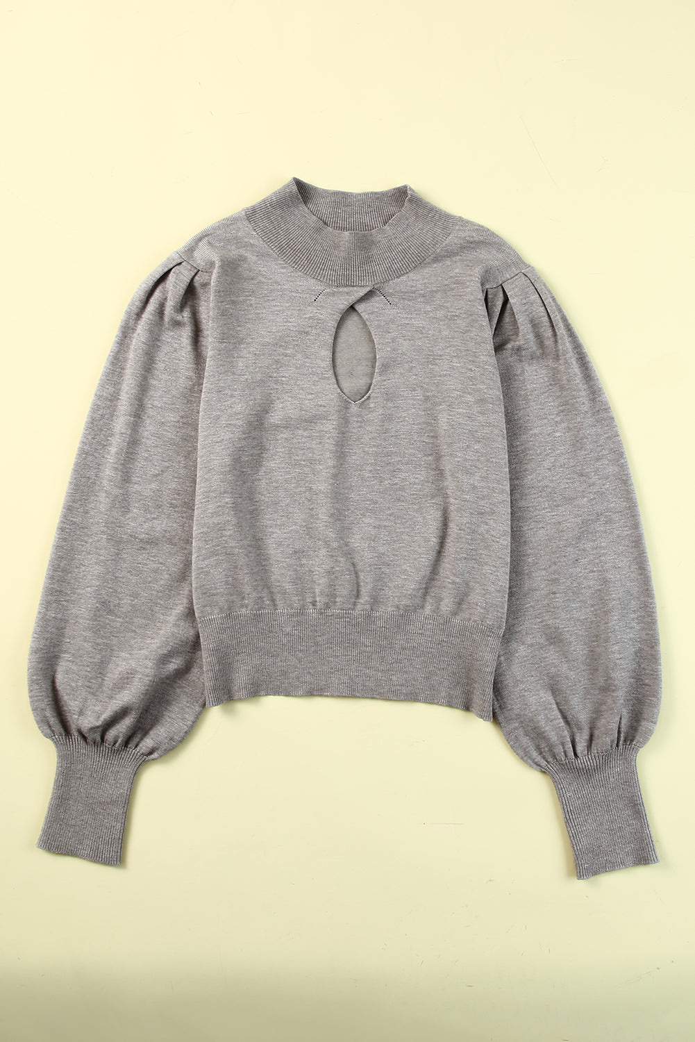 Gray Mock Neck Keyhole Sweater