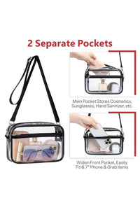 Gray Multi-Pocket Contrast Edge Detachable Strap Clear Shoulder Bag