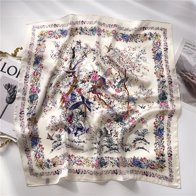 Print 70cm Silk Satin Headkerchief Women Luxury Design Neck Tie Scarf Female Hair Hand Wrist Foulard Shawl Hijab Bandana