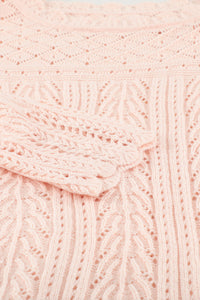 Pink Solid Drop Shoulder Knit Sweater