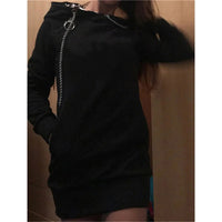 Hoodie Dress Casual Solid Colour Long Sleeve Drawstring Hoodie Dress Slim Hooded Pullover Sweatshirt Dress