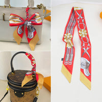 Korean Spring New Chain Buckle Decoration Ribbon Small Scarf Women Twill Tied Bag Handle Ribbon Hair Band Souvenir Small Scarf