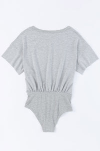 Gray Drop Shoulder Sleeve Oversize Bodysuit