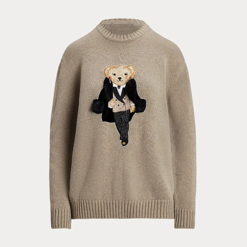 Luxury Brand Patch Bear Knit Sweater Women Autumn Winter Long Sleeve Loose Lauren Pullover Top Cashmere RL Knitwear Coat Clothes