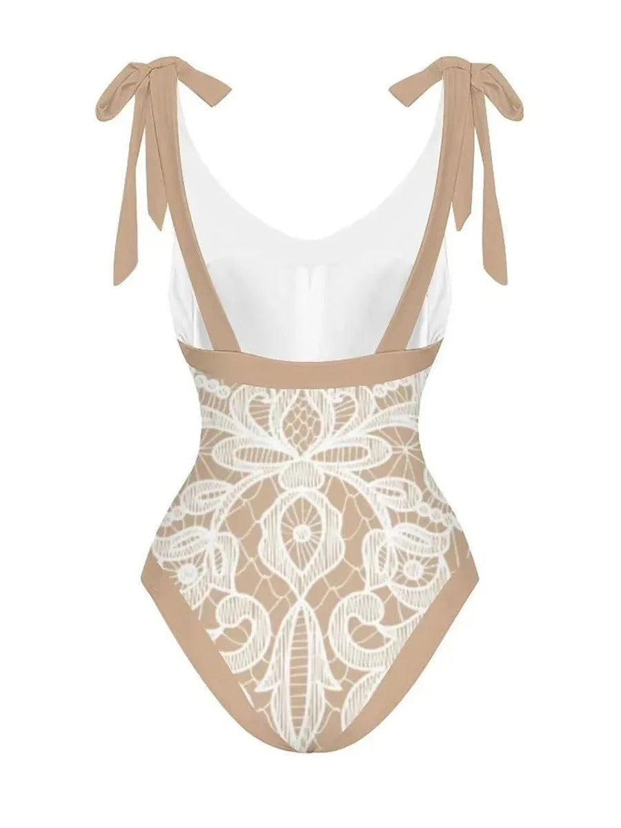 2024 String One Piece Swimsuit & Vent Skirt Padded Sexy Swimwear Women Bathing Suit Female Swimming Summer Beachwear Bodysuit