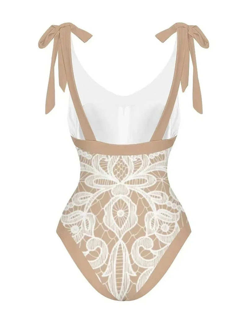 2024 String One Piece Swimsuit & Vent Skirt Padded Sexy Swimwear Women Bathing Suit Female Swimming Summer Beachwear Bodysuit