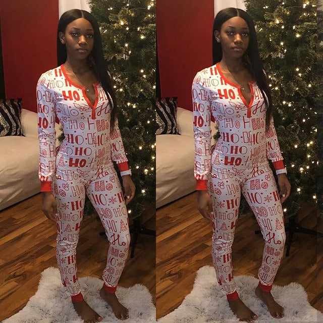 Christmas Women Household Pajama Sets Romper Sleeping Jumpsuit Long Sleeve Cotton Xmas Sleep Wear Home Wear