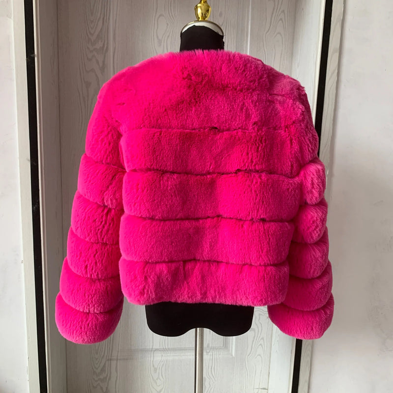 Women's Fashion faux fur coat super hot Autumn Winter women short Faux fox fur fluffy jacket high quality 7xl Ladies furry coats