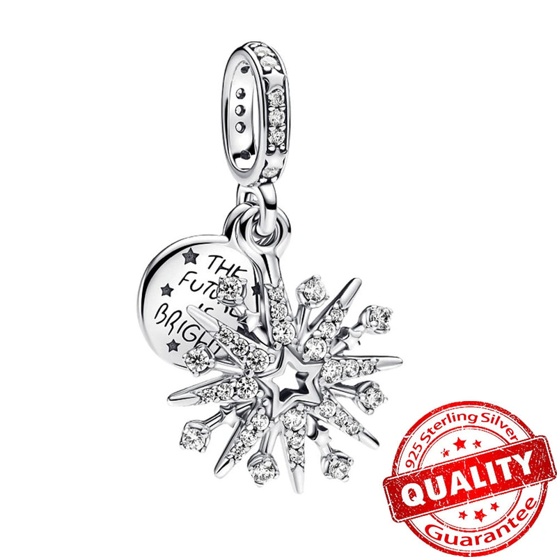 Sparkling 925 Sterling Silver Christmas Carousel & Santa Claus Charm Fit Original Bracelet Women Christmas Gift Jewelry Making