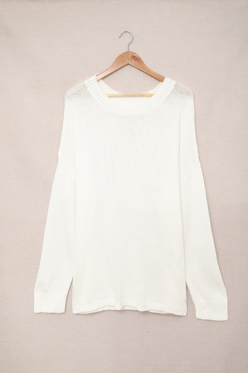 Green Oversize Knitted Drop-shoulder Sleeve Sweater