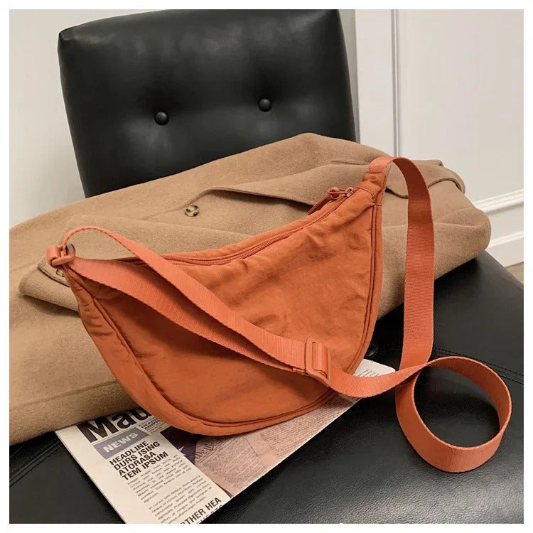 Casual Nylon Hobos Crossbody Bag for Women Shoulder Bag Woman Half Moon Chest Bags Tote Lady Travel Shopper Bag Female Purses