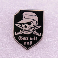 God with Us Skull Enamel Pin Brooches Cool Style GottMit Uns Backpack Jacket Lapel Pins Badges Fashion Jewelry Accessory