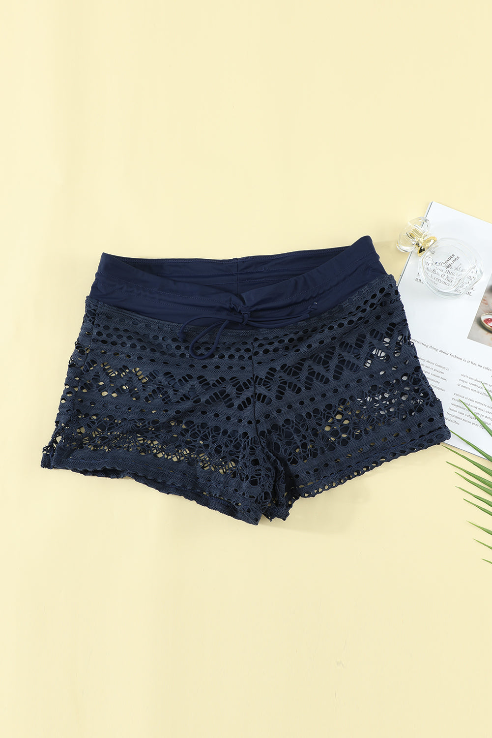 Blue Lace Shorts Attached Swim Bottom