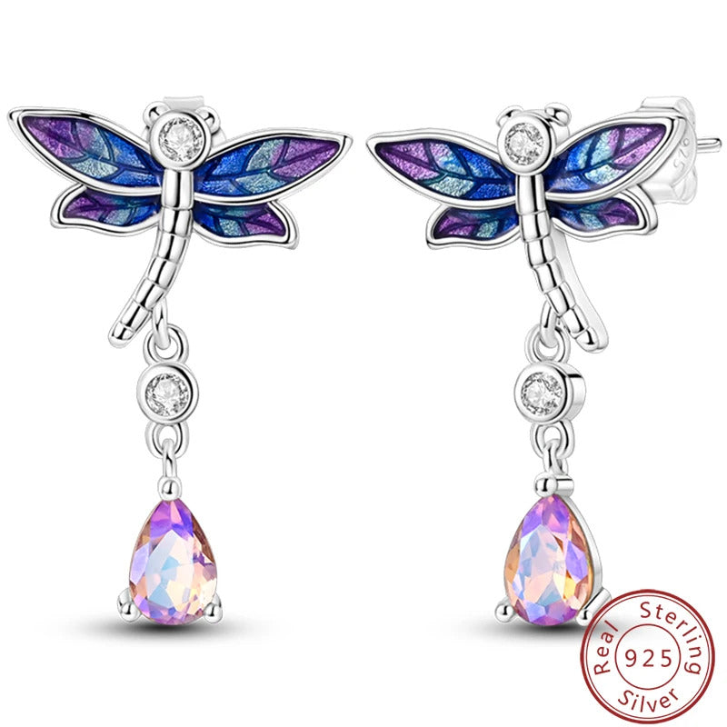 Fresh Spring Women's 925 Sterling Silver Tulip Rose Bee Fruit Original Design Earrings Fit Engagement Party Exquisite Jewelry