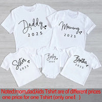 Daddy/Mommy/Sister/Brother/Baby 2025 Print Family Matching Shirt Short Sleeve Clothes Family Outfit Summer Matching Set T-shirt