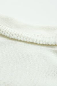 Apricot Drawstring Cowl Neck Ribbed Trim Sweater