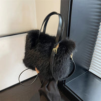 Faux Fur Tote Bag Women's Bucket Plush Luxury Design Ladies Handbags Soft Winter Crossbody Shoulder Bags Bolsa Feminina