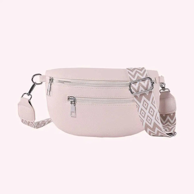 Women's Waist Bag Multi-pocket Street Fanny Pack PU Leather Chest Bag Fashion Wide Strap Crossbody Bag Retro Solid Shoulder Bags