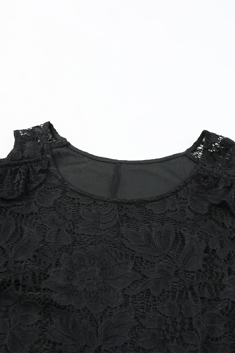 Black Cold Shoulder Lace Plus Size Dress