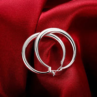 925 Sterling Silver 33mm Big Circle Round Hoop Earring For Women Unusual Earrings 2024 Trend Christmas Jewelry