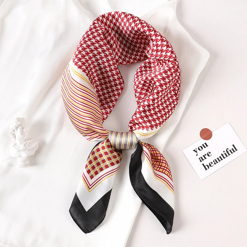 2024 Luxury Brand Silk Scarf Square Women Shawls And Wraps Office Small Hair Neck Hijabs Kerchief Foulard Ladies Scarves 70*70cm