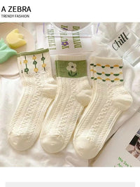 14/5/4 Pairs Retro Floral Socks , Texture Solid Socks , Women's Socks & Hosiery Mid-calf Socks Rustic Retro Casual Socks