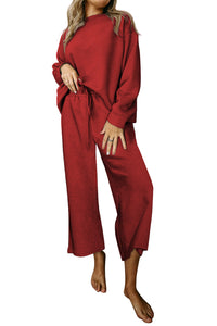 Red Dahlia Ultra Loose Textured 2pcs Slouchy Outfit