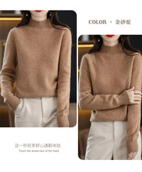 Autumn Winter Women Sweater Korean Fashion Warm Bottoming Shirts Half High Collar Basic Knitwear Solid Long Sleeve Pullovers