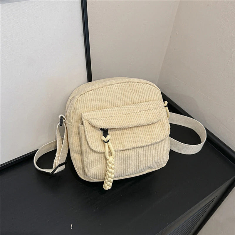 Corduroy Women's Small Shoulder Bag Teenager Girl Crossbody Bag Bolsa Cute Tote Student Street Korean Harajuku Messenger Bags