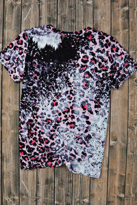 Pink Tie Dye Leopard Eagle Letter Western Graphic Tee