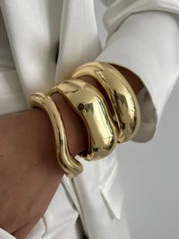 Wide Cuff Bangles Punk Gold Silver Color Geometric Metal Large Bangles for Women Bracelets Men Exaggerated Luxury Jewelry