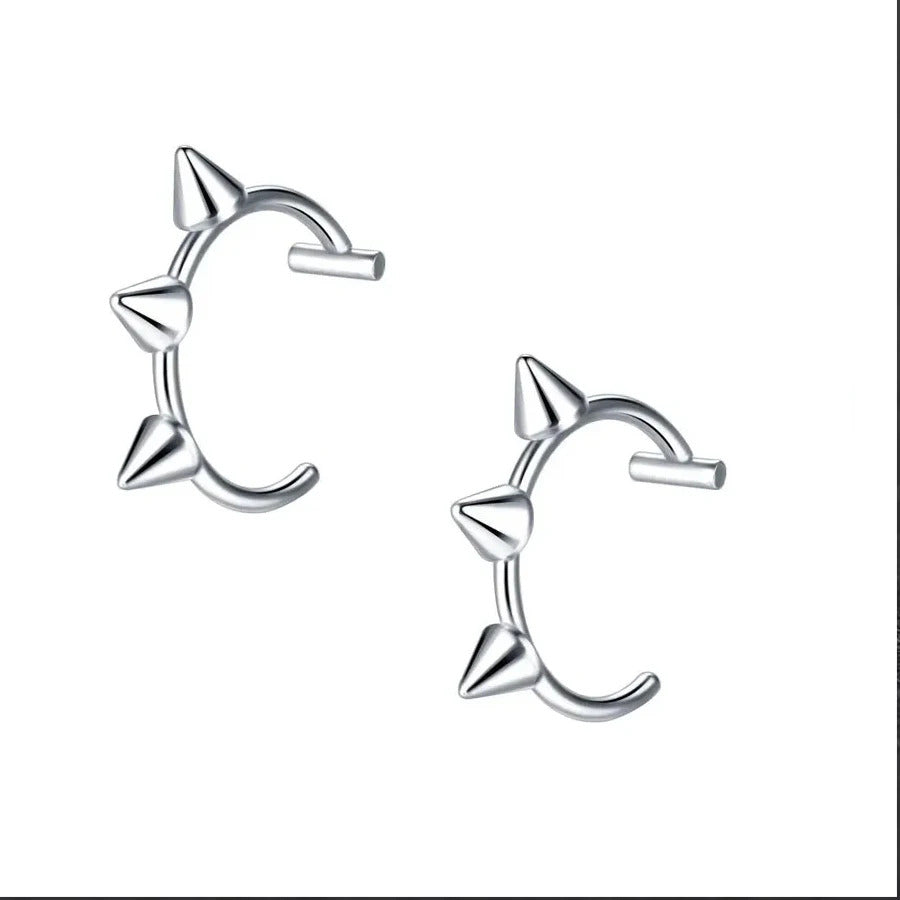 2PCS Trendy 10mm Stainless Steel Punk Clip on Fake Piercing Nose Wrap Lip Rings Unisex Nose Ring Women Men Tusk Body Jewelry