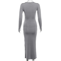 Cryptographic Autumn Elegant Ruched Long Bodycon Dress Fashion Outfits for Women Club Party Slinky Sexy Dresses Birthday Robes