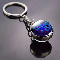 12 Constellation Key Chain Luminous Double Sided Glass Ball Pendant 12 Zodiac Key Chain Fashion Birthday Gift for Men and Women