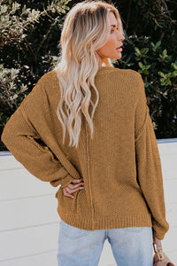 Buttoned Side Split Knit Sweater