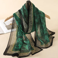 2024 New Print Chiffon Scarf Shawl Women Sunscreen Silk Scarf Turban Long Wrap Beach Travel Outdoor Accessories Trendy Headband