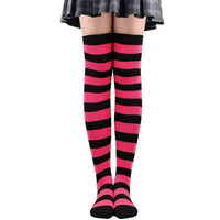 Color Striped Stockings Japanese Over Knee Socks Fashion Women Keep Warm Soks Sexy Slim Long Soks Black White Striped Hosiery