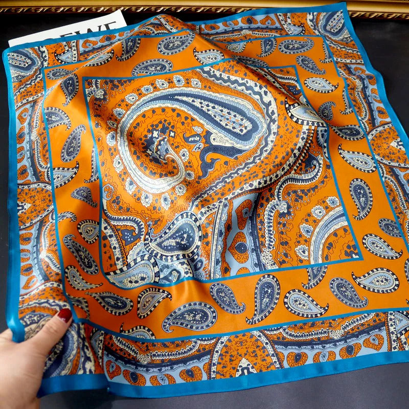 2024 New Silk Square Hair Scarf Foulard Pashmina Shawls Wraps Neck Scarves Women Floral Bandana Headbands Floral Bufandas Female