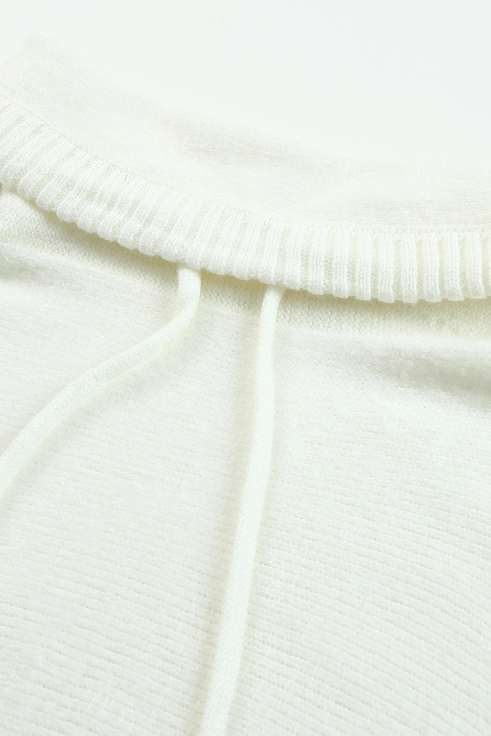 Apricot Drawstring Cowl Neck Ribbed Trim Sweater