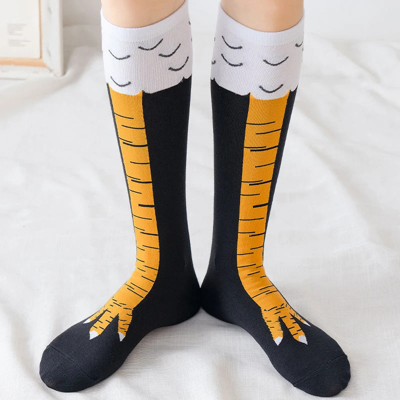 Chicken Paws Feet Long Socks Women Over The Knee Stockings Funny Cartoon Chicken Leg Claw Ladies 3D Print Thigh High Socks Gifts