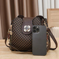 New Women Handbag Bag Luxury Design Bucket Shoulder Crossbody Bag Flip Check Print Large Capacity Single Shoulder Straddle Bag