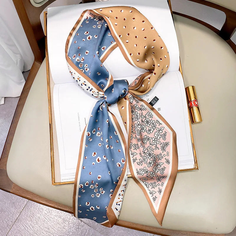 Long Silk Scarf Bag Tie Lady Neck Skinny Scarves Hairband Foulard Horse Print Brand Lady Neckerchief Ribbon 2021 Spring New