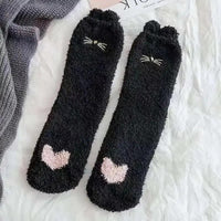 5 Pairs Warm & Fuzzy Cartoon Animal Socks, Crew Length Warm Coral Fleece Socks For Winter, Women's Stocking & Hosiery