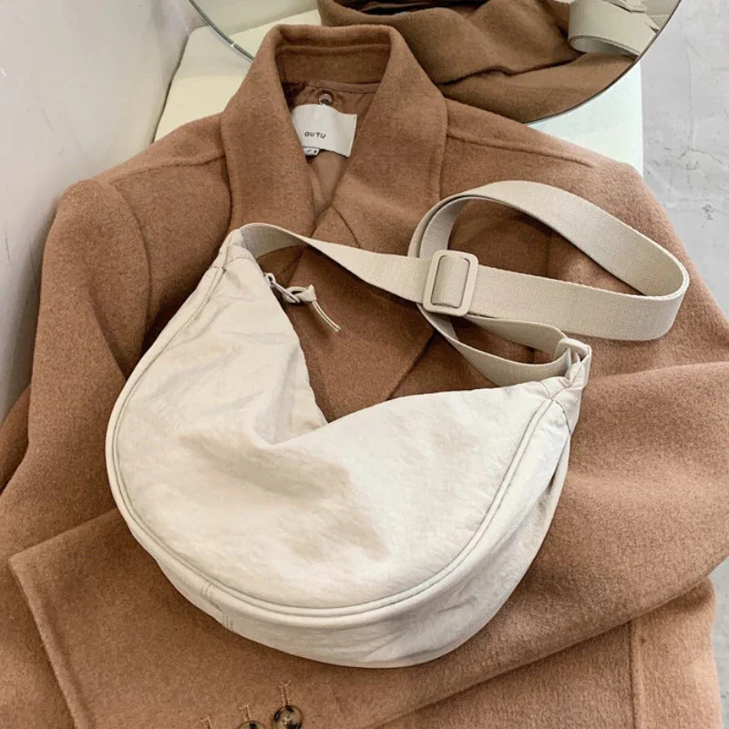 Casual Nylon Hobos Crossbody Bag for Women Shoulder Bag Woman Half Moon Chest Bags Tote Lady Travel Shopper Bag Female Purses